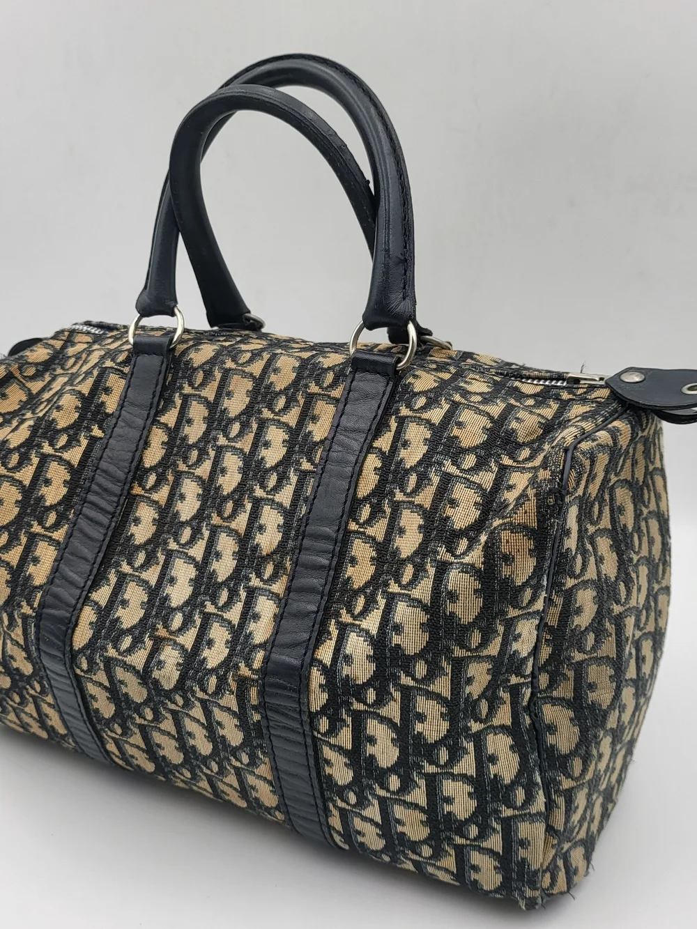 CHRISTIAN DIOR Blue Diorissimo Trotter Canvas Boston 30 Bag..Authentic w/COA.